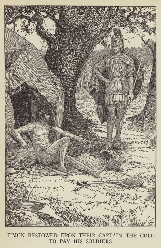 Timon az aranyat adományozta kapitányuknak, hogy fizesse a katonáit alkotó: Louis John Rhead