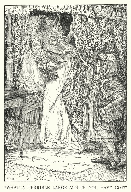 – Milyen rettenetesen nagy szád van! (litho) alkotó: Louis John Rhead
