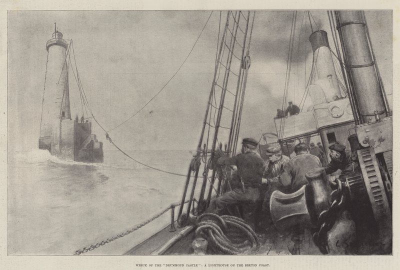 A Drummond-kastély roncsa, egy világítótorony a Breton-parton alkotó: Louis Remy Sabattier