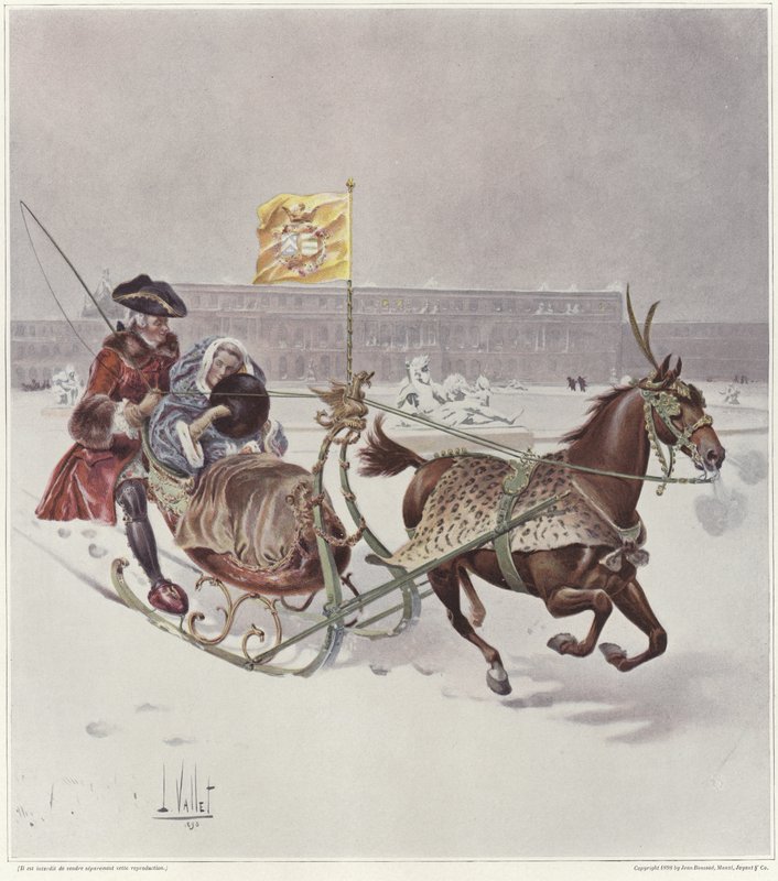 Egy férfi és egy nő lovasszánon ül alkotó: Louis Vallet