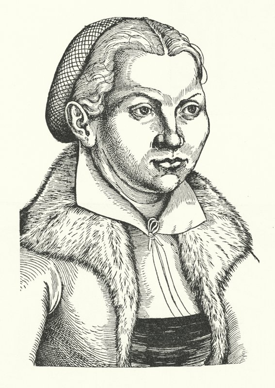 Katharina von Bora, Martin Luther német protestáns reformátor felesége (metszet) alkotó: Lucas the Elder (after) Cranach