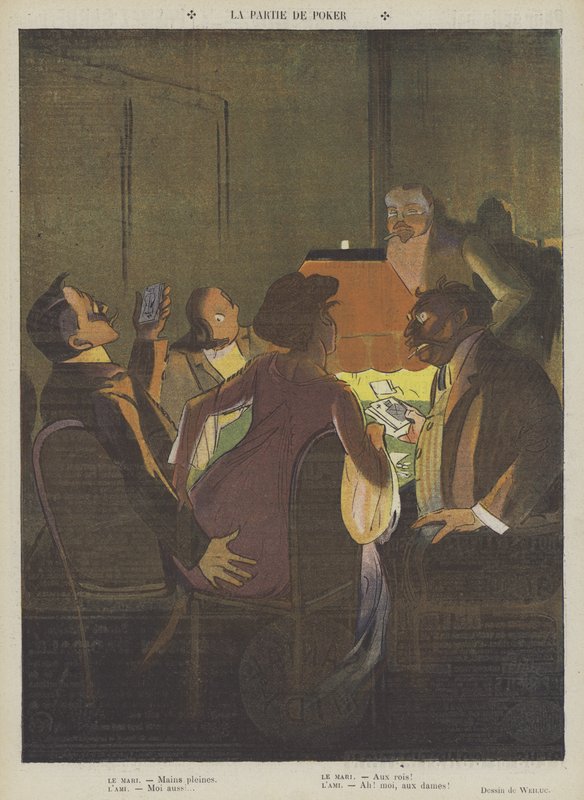 A pókerjáték (színes litho) alkotó: Lucien Henri Weiluc