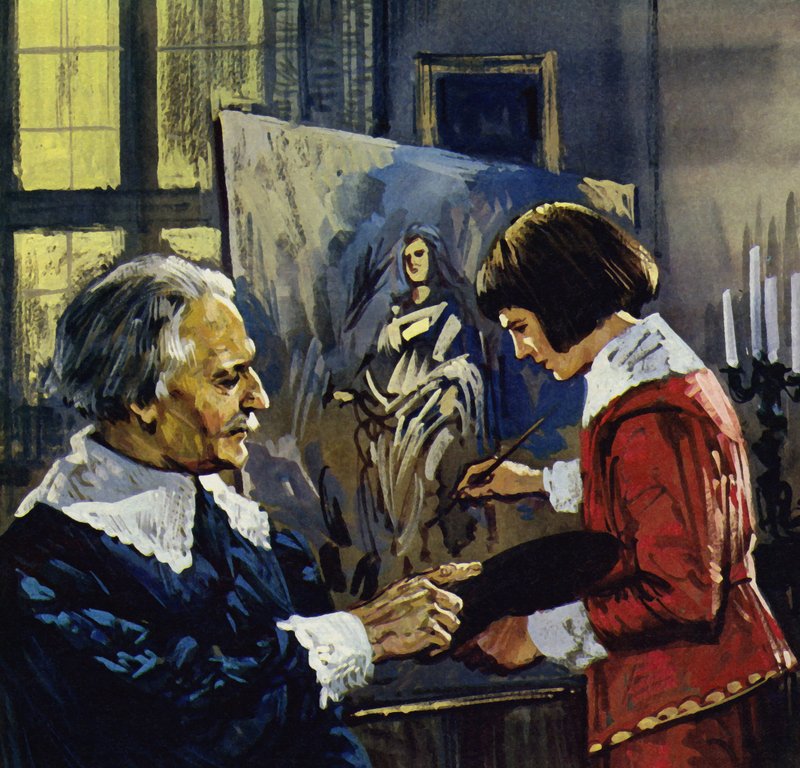 Anthony Van Dyck kisfiúként egy Henry Van Balen nevű helyi festőnél tanult (színes lithó). alkotó: Luis Arcas Brauner