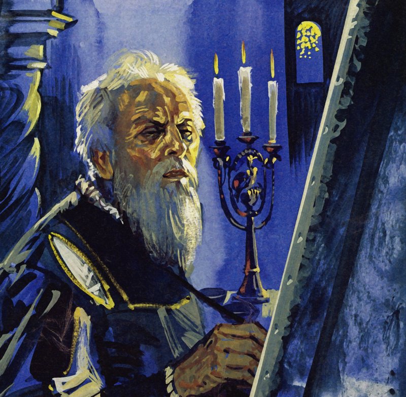 75 éves korában Tiziano látása megromlott (színes litográfia). alkotó: Luis Arcas Brauner
