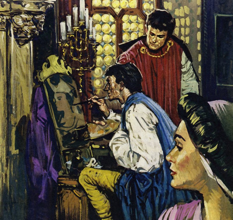 János gróf lett Van Eyck hágai mecénása (színes litográfia) alkotó: Luis Arcas Brauner
