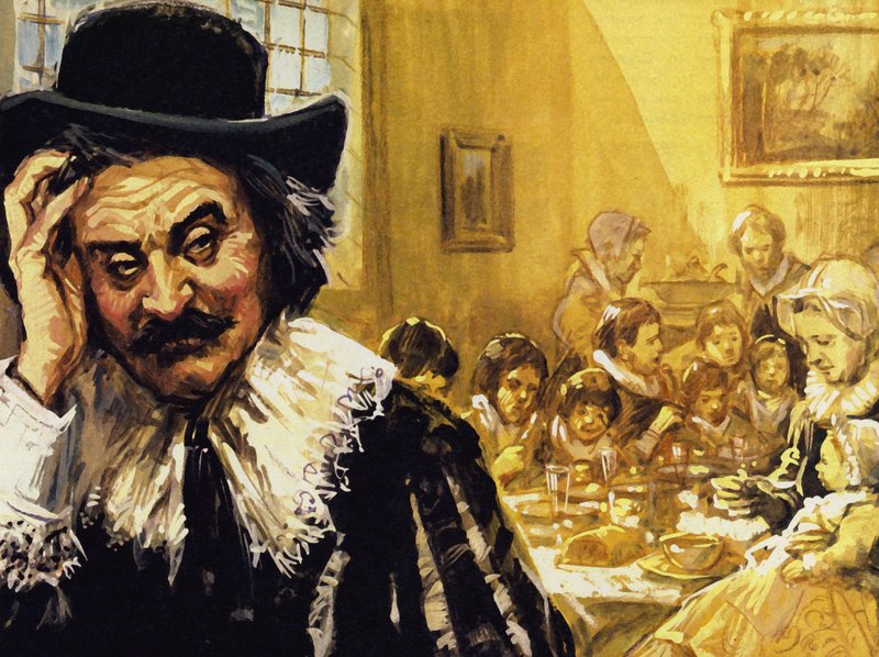 Hals nehezen tudta etetni gyermekeit, amikor nehéz időkbe került (színes litográfia) alkotó: Luis Arcas Brauner