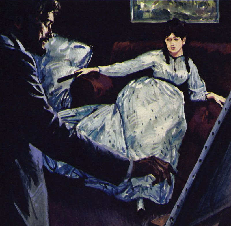 Manet festménye a Pihenés (színes litográfia) alkotó: Luis Arcas Brauner