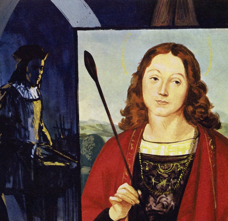 Raffaello saját megrendeléseket kezdett kapni (színes litográfia). alkotó: Luis Arcas Brauner