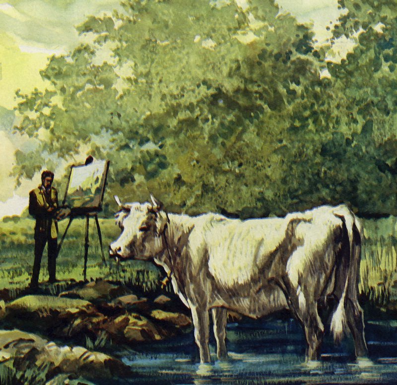 Renoir megfestette a körülötte lévő tájat (színes litográfia) alkotó: Luis Arcas Brauner
