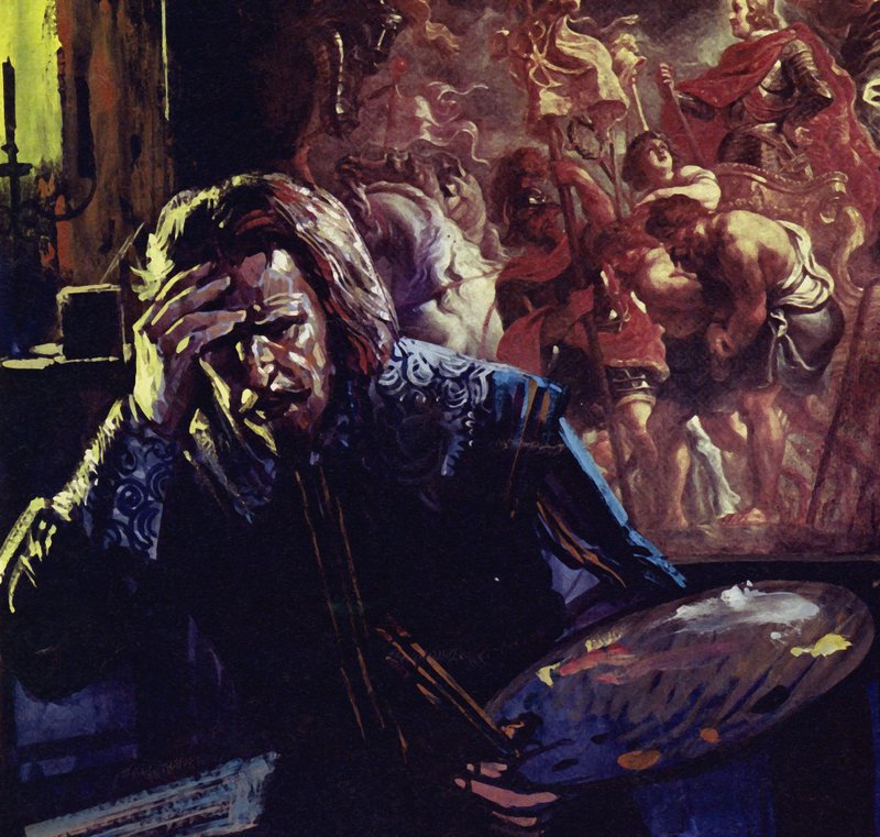 Rubens egészsége kezdett megromlani, mégis három évig dolgozott (színes litográfia). alkotó: Luis Arcas Brauner