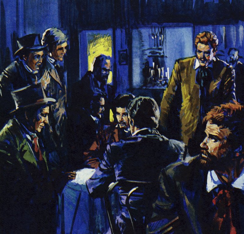 A Cafe Guerbois Renoir barátainak találkozóhelyévé vált (színes lithó) alkotó: Luis Arcas Brauner