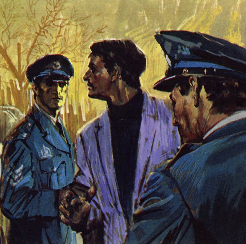 Van Meegrent azzal vádolták, hogy a háború alatt festményeket adott el a náciknak (színes litográfia). alkotó: Luis Arcas Brauner