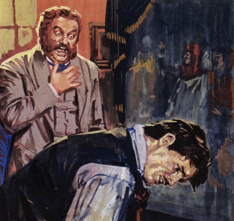 Amikor Eugene Delacroix bemutatta festményét Guerinnek, a művész megdöbbent (színes litográfia). alkotó: Luis Arcas Brauner