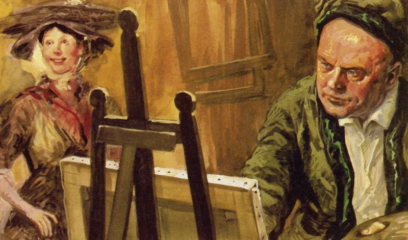 William Hogarth festménye a Shrimp Girl portréjáról (színes litográfia) alkotó: Luis Arcas Brauner