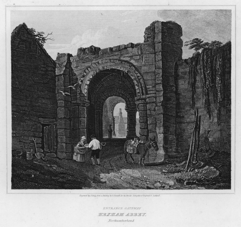 Entrance Gateway, Hexham Abbey, Northumberland (metszet) alkotó: Luke (after) Clennell