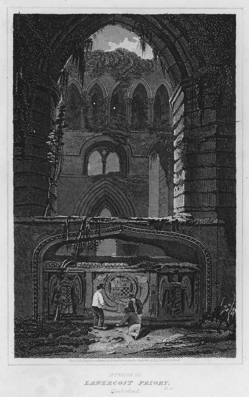 A cumberlandi Lanercost Priory belseje (metszet) alkotó: Luke (after) Clennell