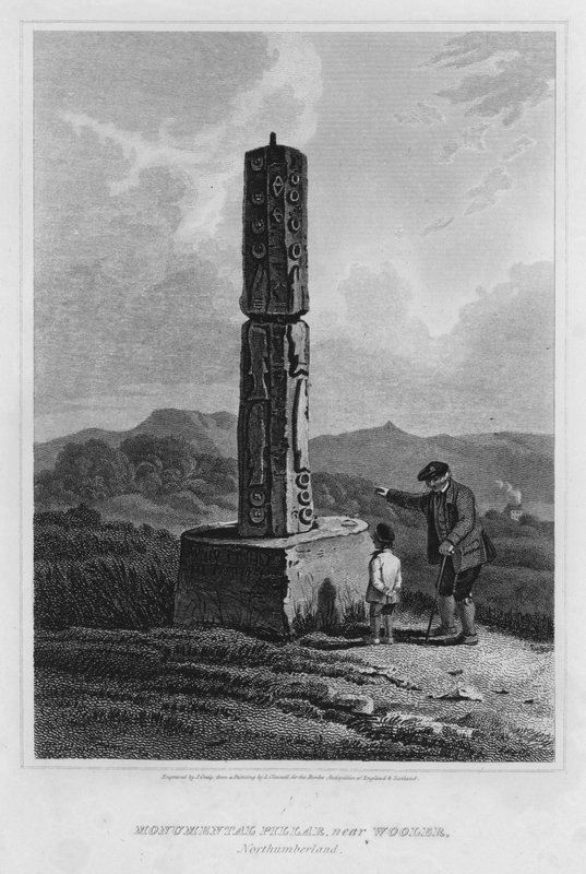 Monumentális oszlop, Wooler közelében, Northumberlandben (metszet) alkotó: Luke (after) Clennell