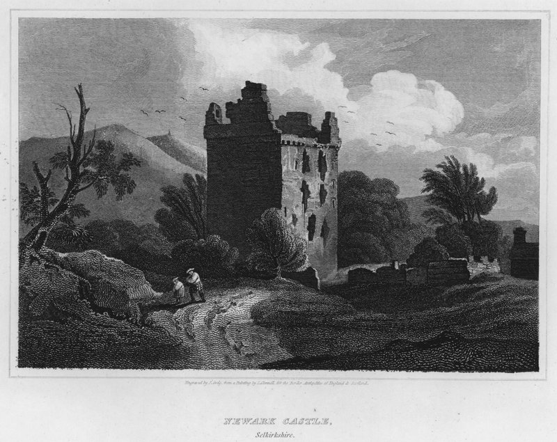 Newark kastély, Selkirkshire (metszet) alkotó: Luke (after) Clennell
