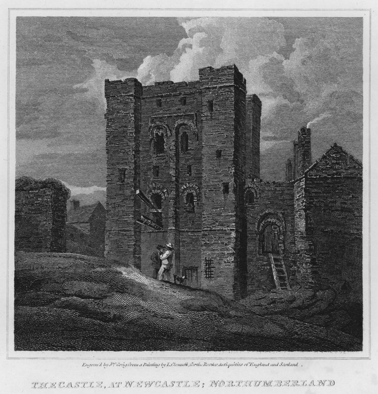 A kastély, Newcastle, Northumberland (metszet) alkotó: Luke (after) Clennell