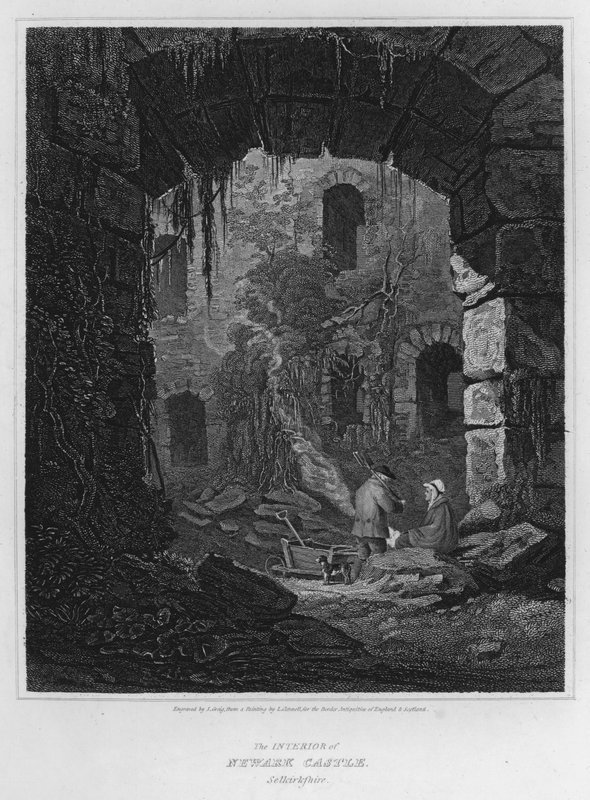 A selkirkshire-i Newark kastély belseje (metszet) alkotó: Luke (after) Clennell