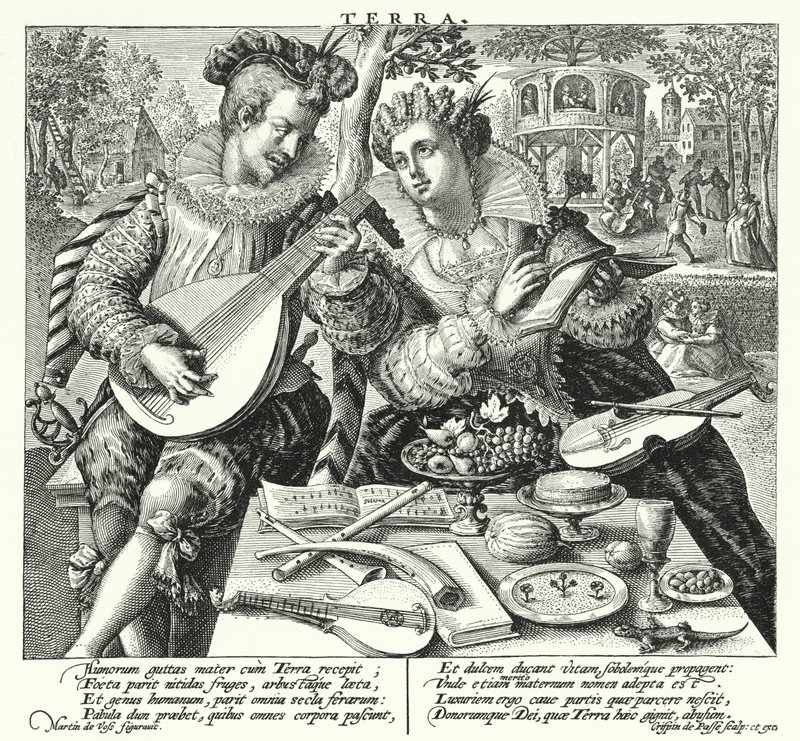 A zenélő szerelmespár alkotó: Maarten de after Vos