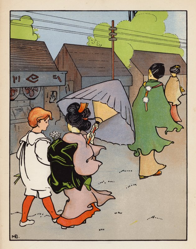 "Gyere velem, és kapsz egy kis rizst és szakét." (színes litográfia) alkotó: Mabel Dearmer