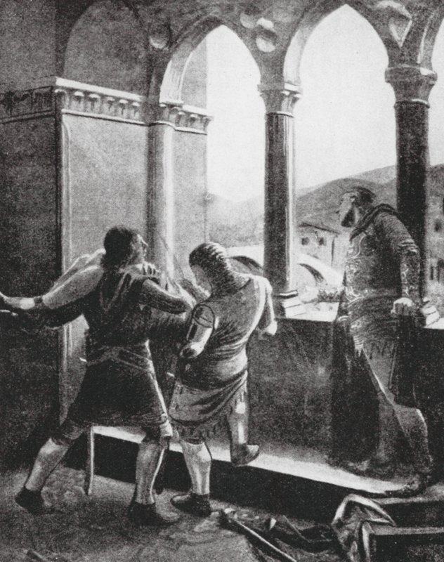 Don Juan infáns meggyilkolása (litográfia) alkotó: Macario Marcoartu