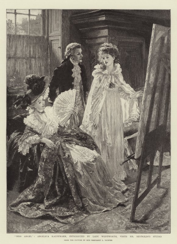 Miss Angel, Angelica Kauffmann, akit Lady Wentworth mutatott be, meglátogatja Mr Reynolds stúdióját alkotó: Margaret Isabel Dicksee