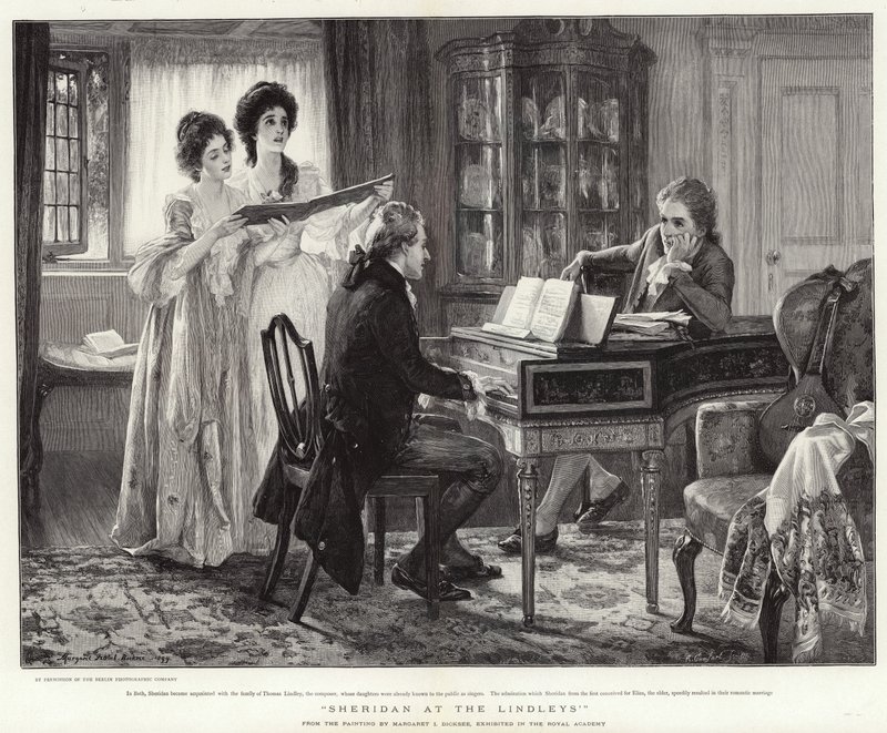 Sheridan a Lindleyéknél alkotó: Margaret Isabel Dicksee