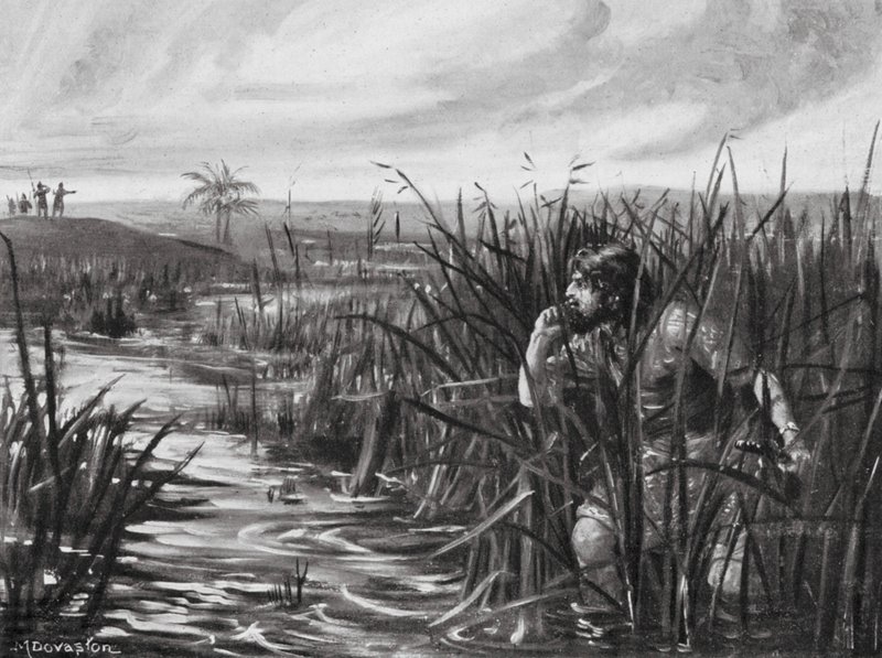 Egy káldeus kém az asszír előőrs közeledtét figyeli (lithó) alkotó: Margaret (after) Dovaston