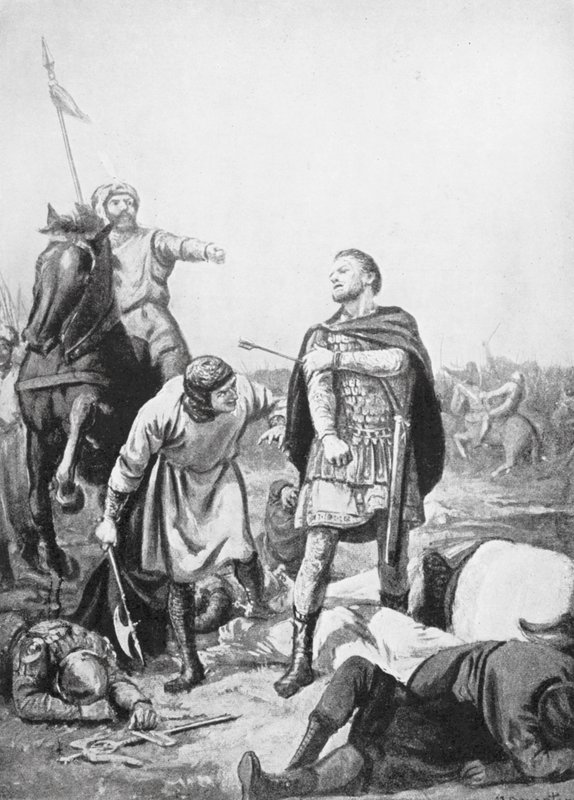 Romanus Diogenes császár elfogása Alp Arslani által 1071-ben (litográfia) alkotó: Margaret (after) Dovaston