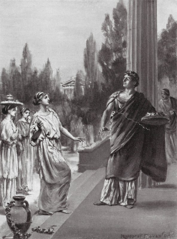 Hipparkhosz sértegeti Harmodiosz nővérét (litho) alkotó: Margaret (after) Dovaston