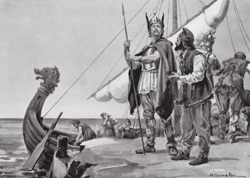 Rurik elindul a szlávok földjére, Kr. u. 862 (litográfia) alkotó: Margaret (after) Dovaston