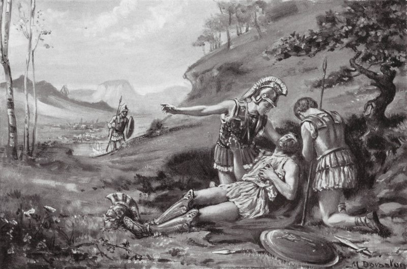Epameinondas halála, Kr. e. 362 (litográfia) alkotó: Margaret (after) Dovaston