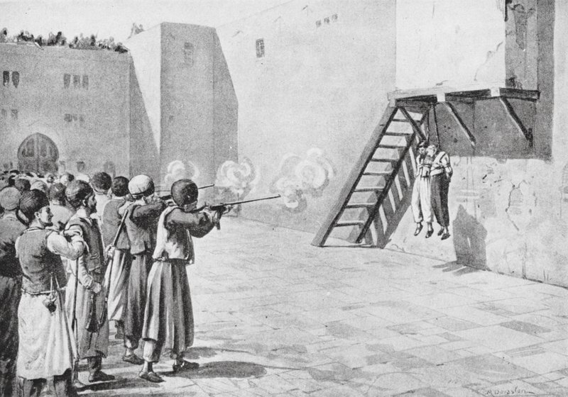 A Bab kivégzése 1850-ben (litográfia) alkotó: Margaret (after) Dovaston