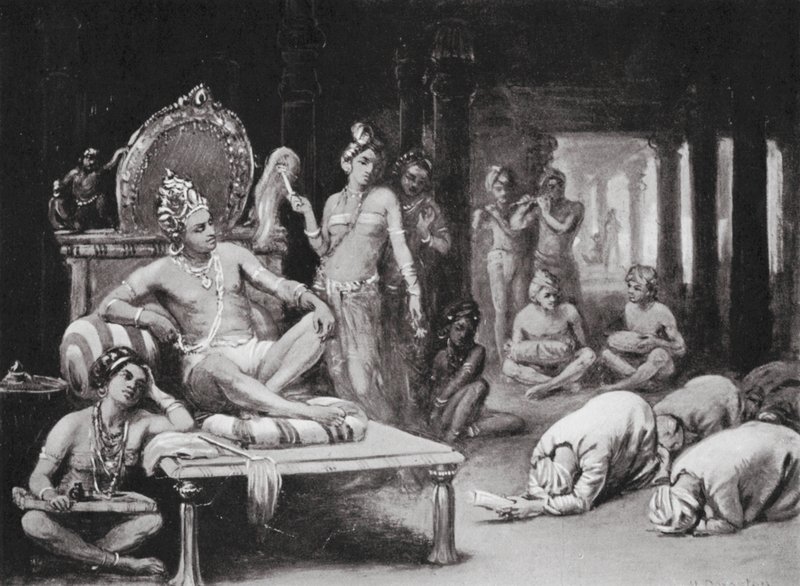 Vikramanka Chalukhya baráti levelet küld Kulottunga Cholának (litho) alkotó: Margaret (after) Dovaston