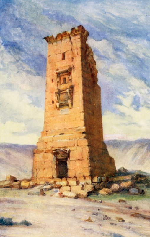 A halotti torony, Palmüra (színes litográfia) alkotó: Margaret Thomas