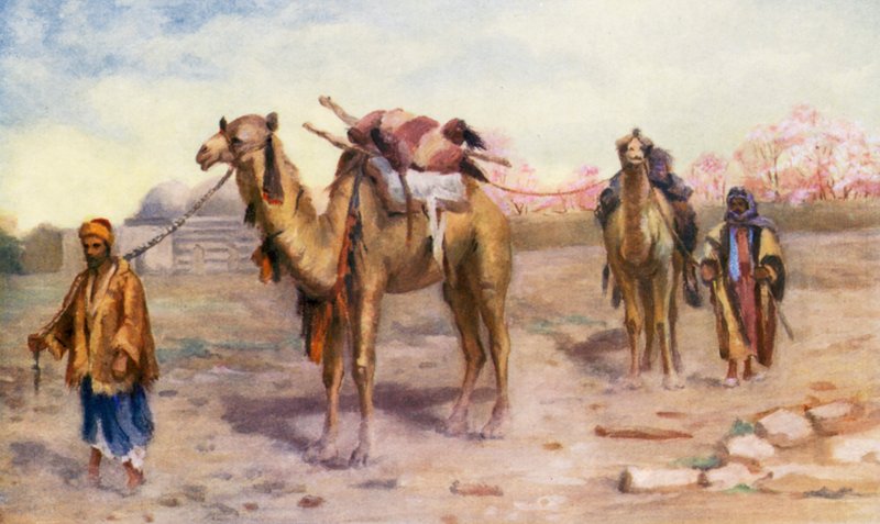 Tevérek és hajtók Damaszkusz előtt (színes litográfia) alkotó: Margaret Thomas