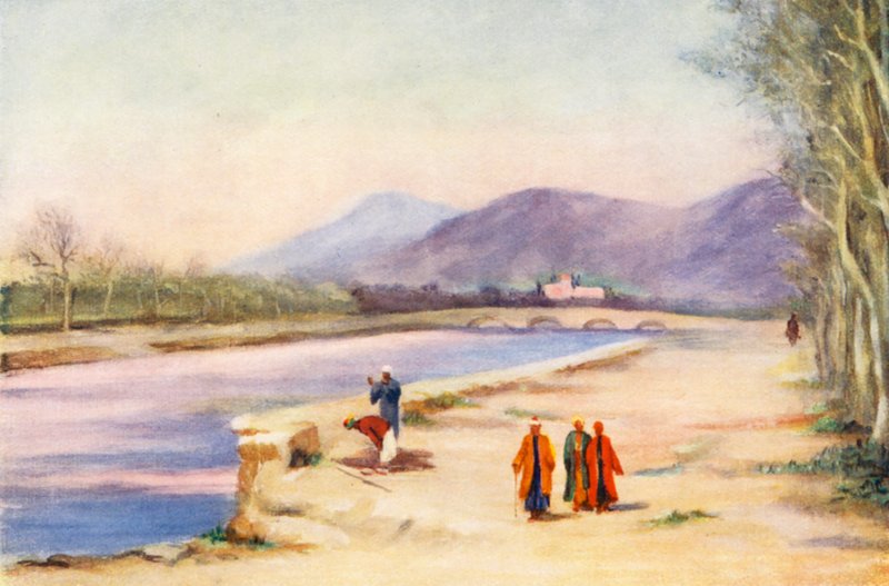 Hermon-hegy Damaszkuszból (színes litográfia) alkotó: Margaret Thomas