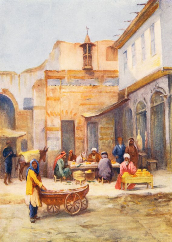 Kültéri étterem (színes litho) alkotó: Margaret Thomas