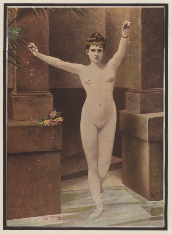 A fürdőben (színes litho) alkotó: Marguerite Arosa