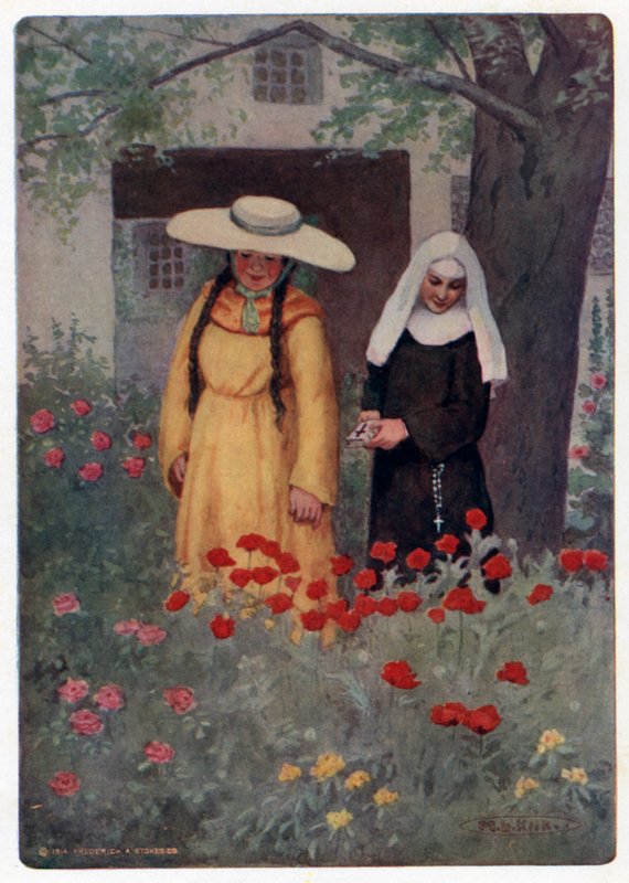Chaucer Canterbury-meséi: Bath felesége tavasszal sétál (színes litó) alkotó: Maria Louise Kirk
