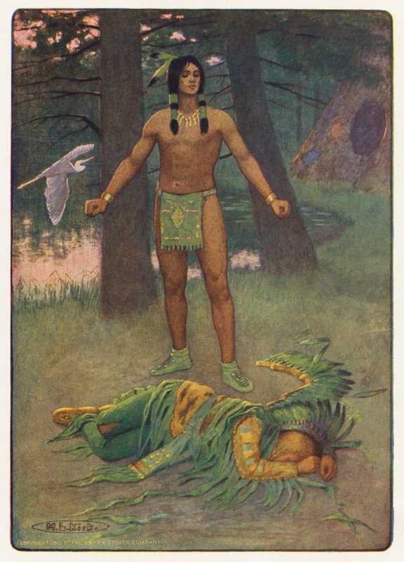 Longfellow Hiawatha című művének illusztrációja (színes litográfia) alkotó: Maria Louise Kirk