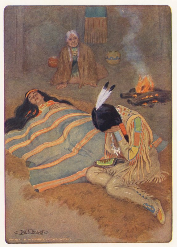 Longfellow Hiawatha című művének illusztrációja (színes litográfia) alkotó: Maria Louise Kirk