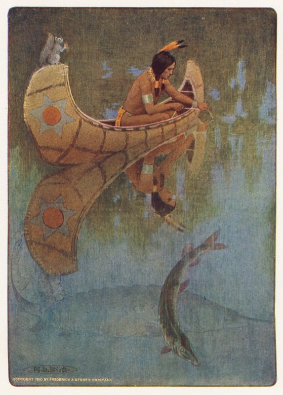 Longfellow Hiawatha című művének illusztrációja (színes litográfia) alkotó: Maria Louise Kirk