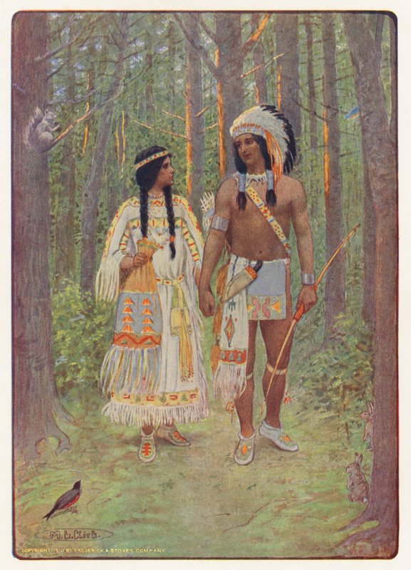 Longfellow Hiawatha című művének illusztrációja (színes litográfia) alkotó: Maria Louise Kirk