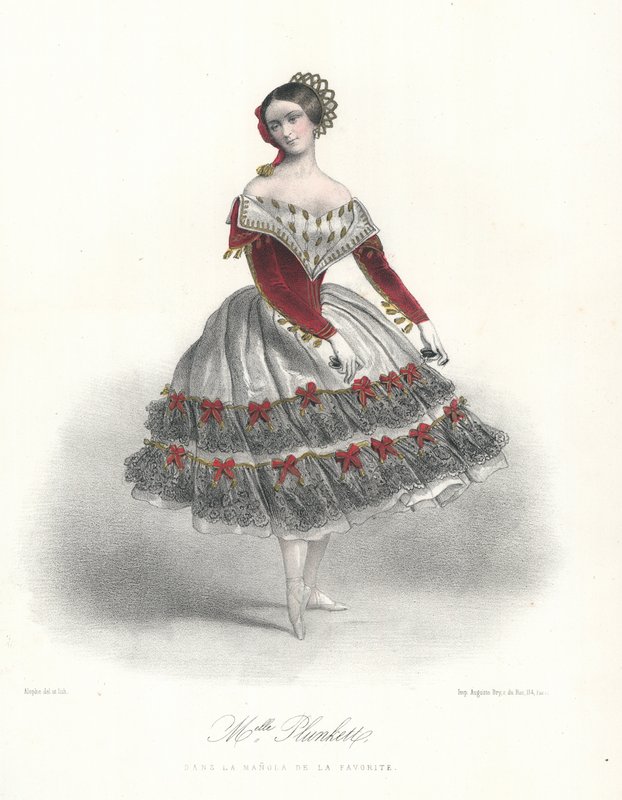 Adeline Plunkett belga balett-táncosnő a La Manola de la Favourite című filmben, c1860 (színes litó) alkotó: Marie Alexandre (after) Alophe