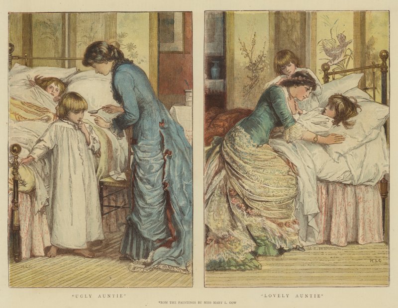 Csúnya néni, kedves néni (chromolitho) alkotó: Mary L. Gow