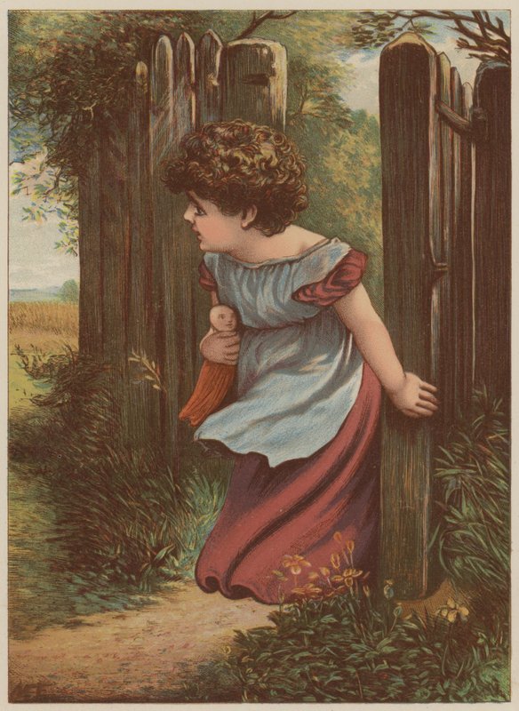 Lány postásra vár (chromolitho) alkotó: Mary Ellen Edwards