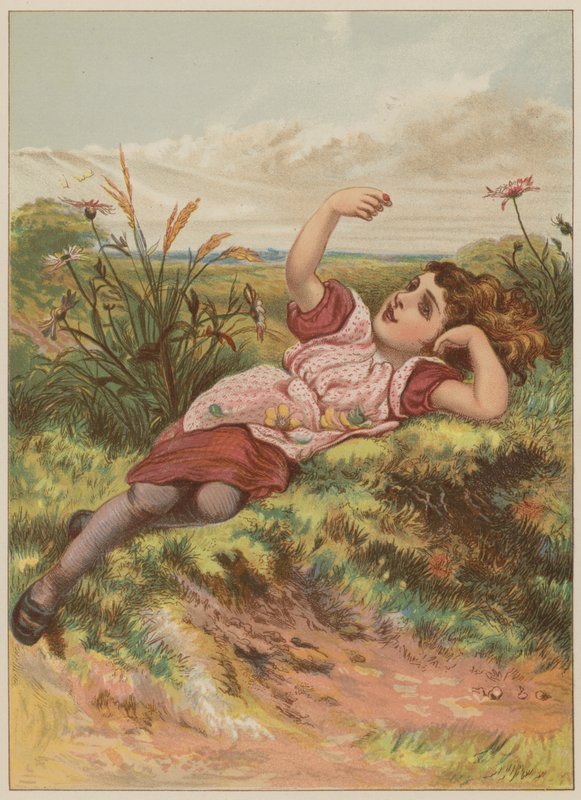 Lány katicával (chromolitho) alkotó: Mary Ellen Edwards